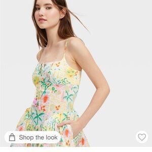 Roller Rabbit Floral Print Mini Dress in Pastel Yellow and Green